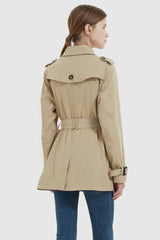 Orolay-3/4 Double-Breasted Short Trench-#color_Frosted Almond