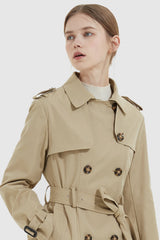 Orolay-3/4 Double-Breasted Short Trench-#color_Frosted Almond