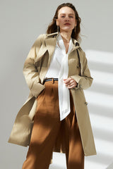 Orolay-3/4 Trench with Removable Vest-#color_Frosted Almond