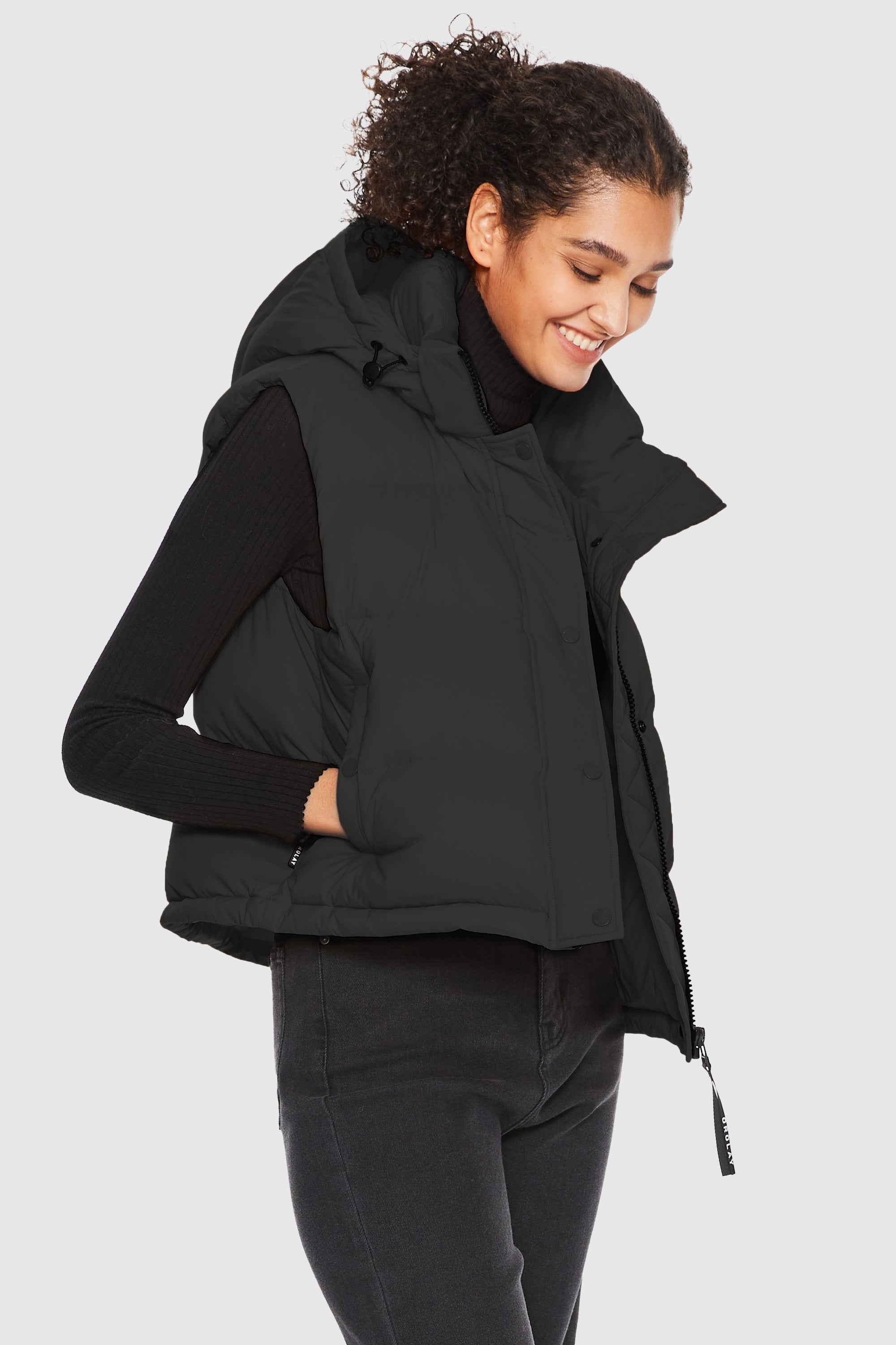 Orolay-Aurora Hooded Puffer Vest-#color_Black