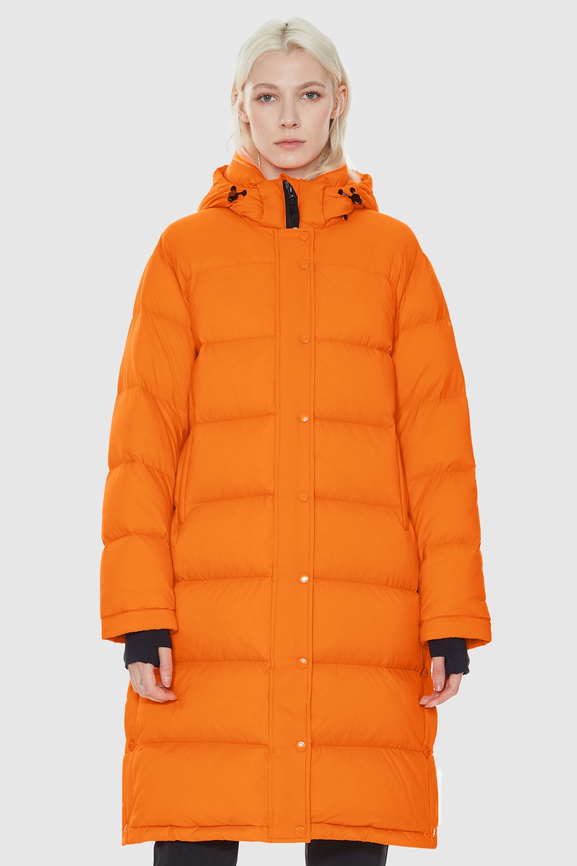 Orolay-Aurora Long Detachable Hooded Down Parka-#color_Bright Marigold