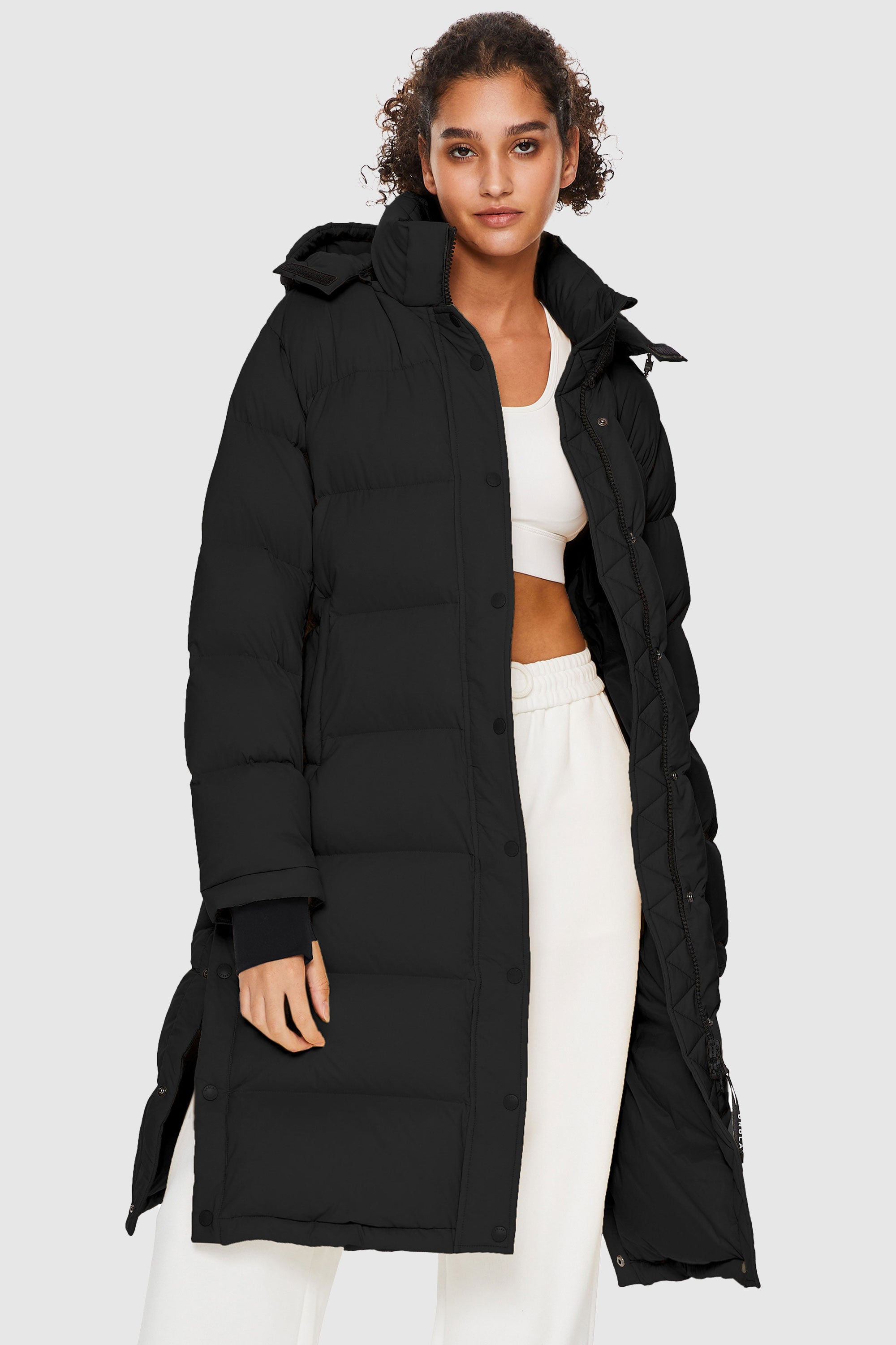 Orolay-Aurora Long Detachable Hooded Down Parka-#color_Black