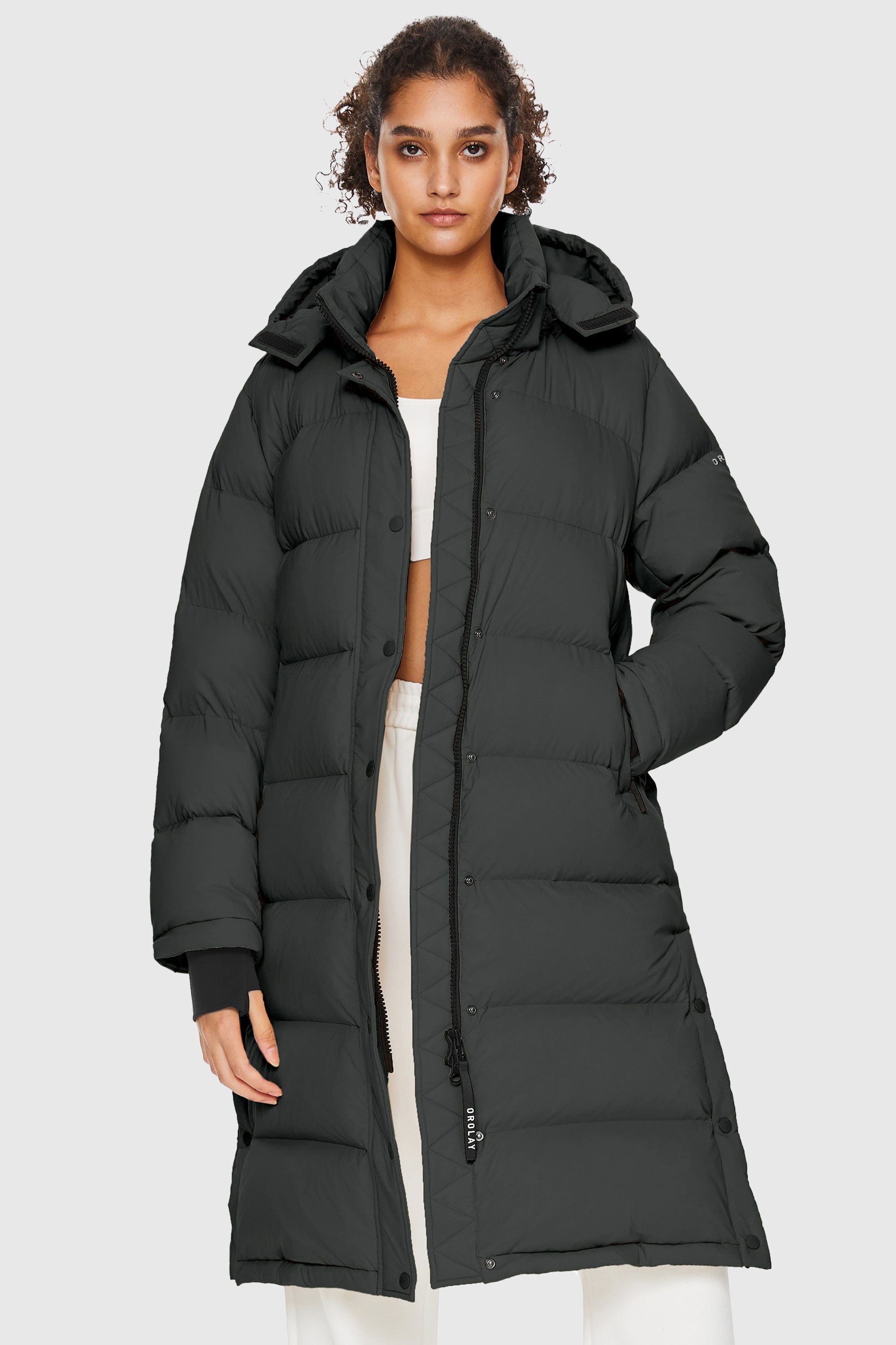 Orolay-Aurora Long Detachable Hooded Down Parka-#color_Volcanic Ash