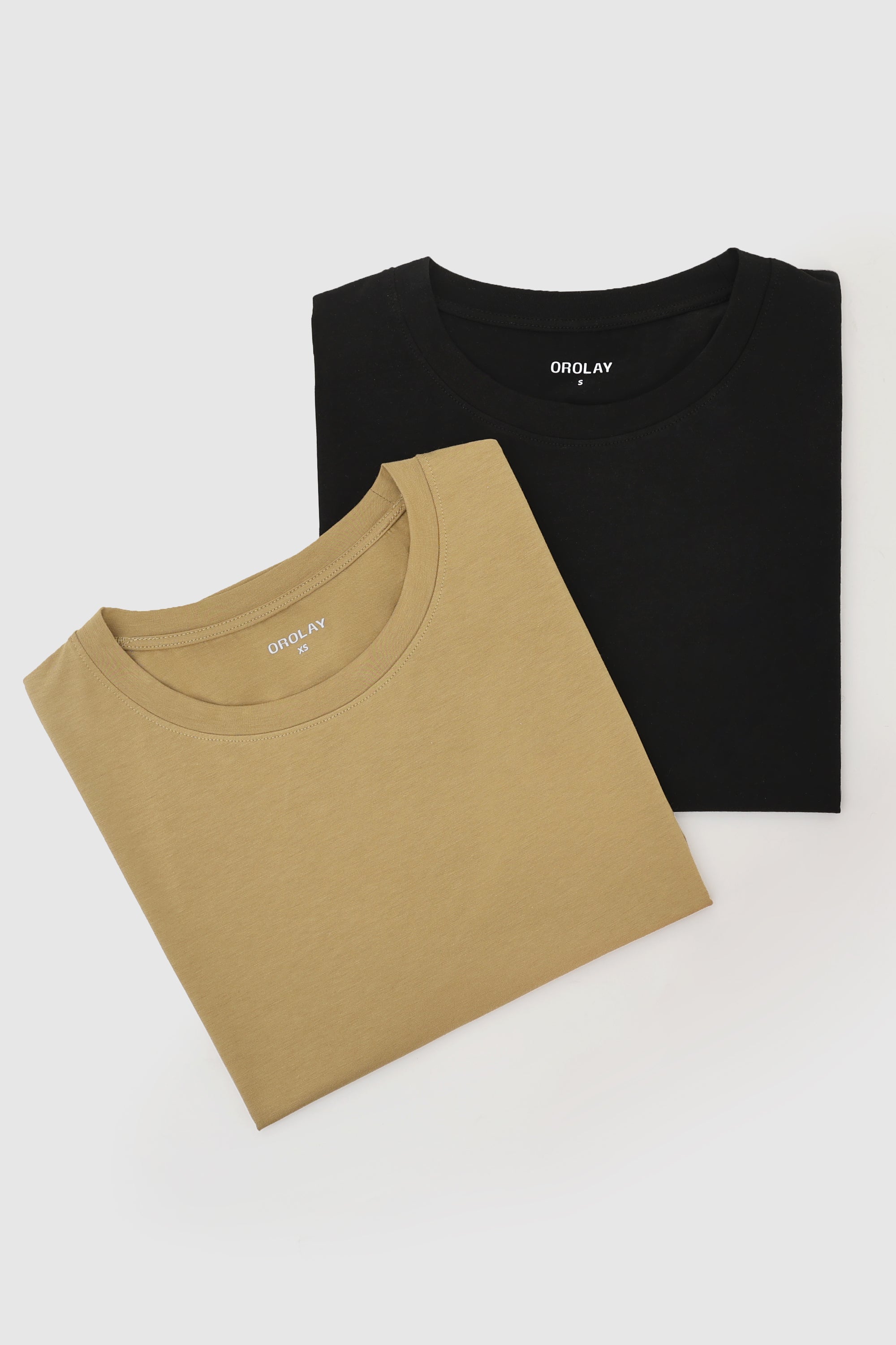 Orolay-Basic Crewneck T-Shirt-#color_Black,Bronze Mist