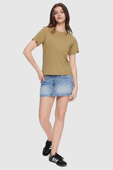 Orolay-Basic Crewneck T-Shirt-#color_Bronze Mist