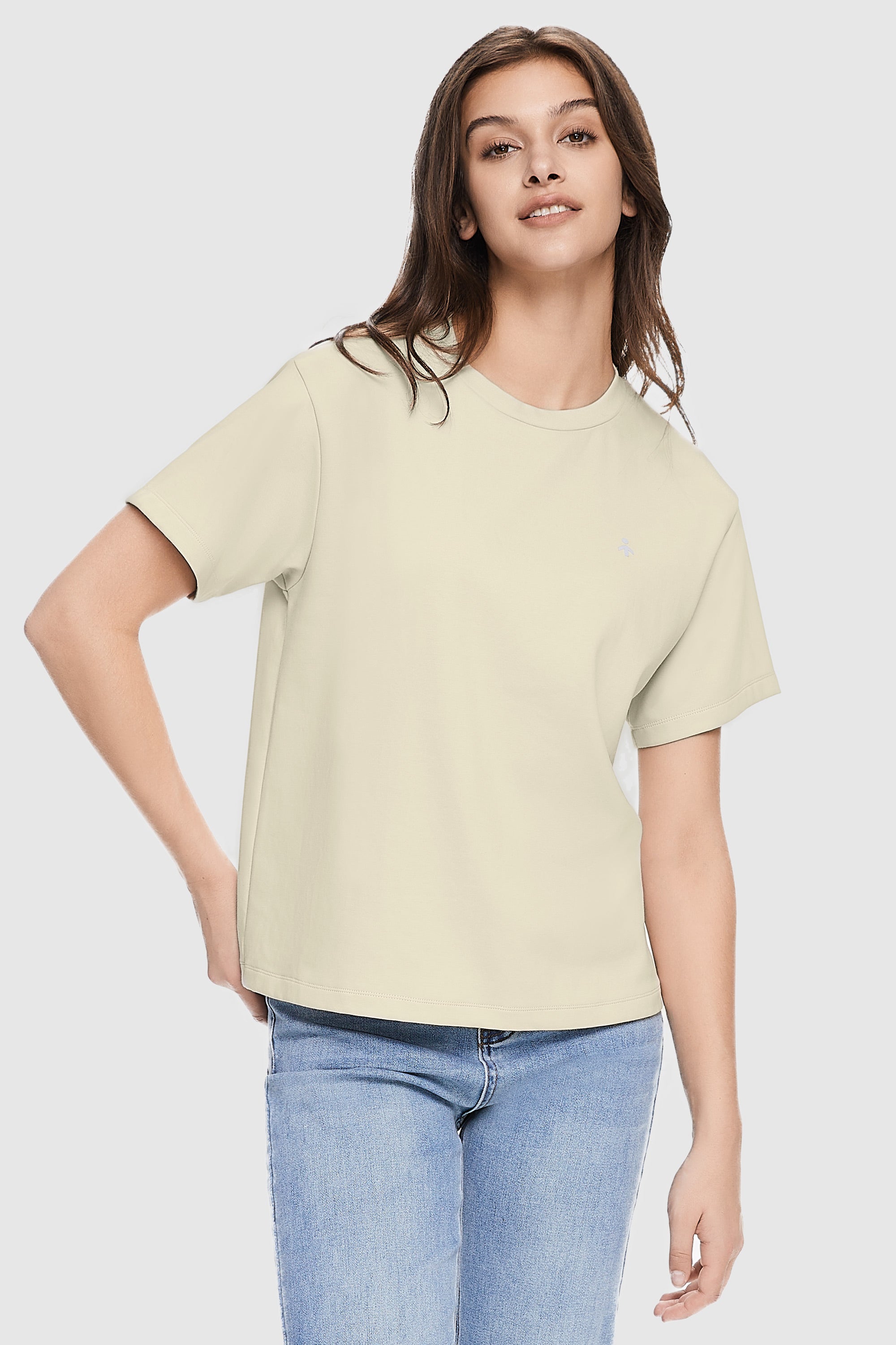 Orolay-Basic Round Neck T-Shirt-#color_Almond Oil