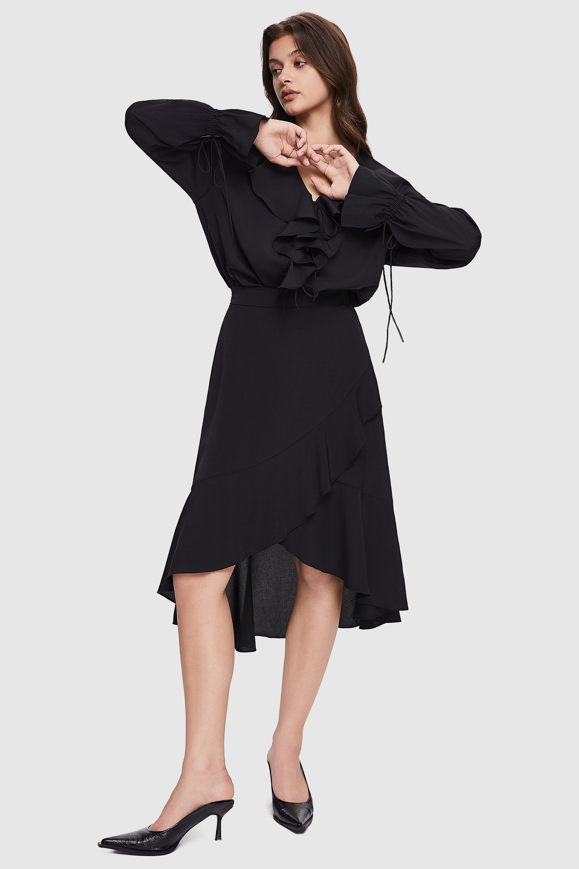 Dressy Casual Chiffon Blouse from Orolay - #color_black