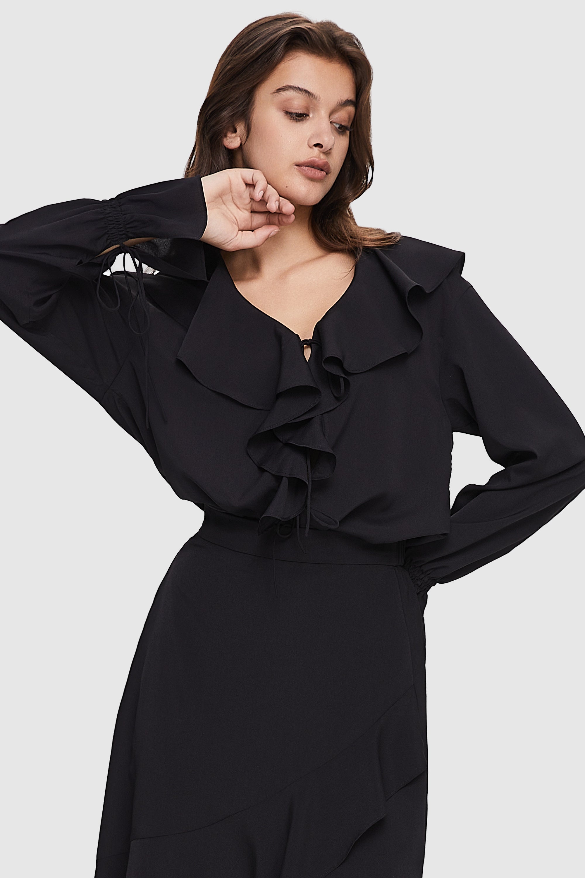 Dressy Casual Chiffon Blouse from Orolay - #color_black