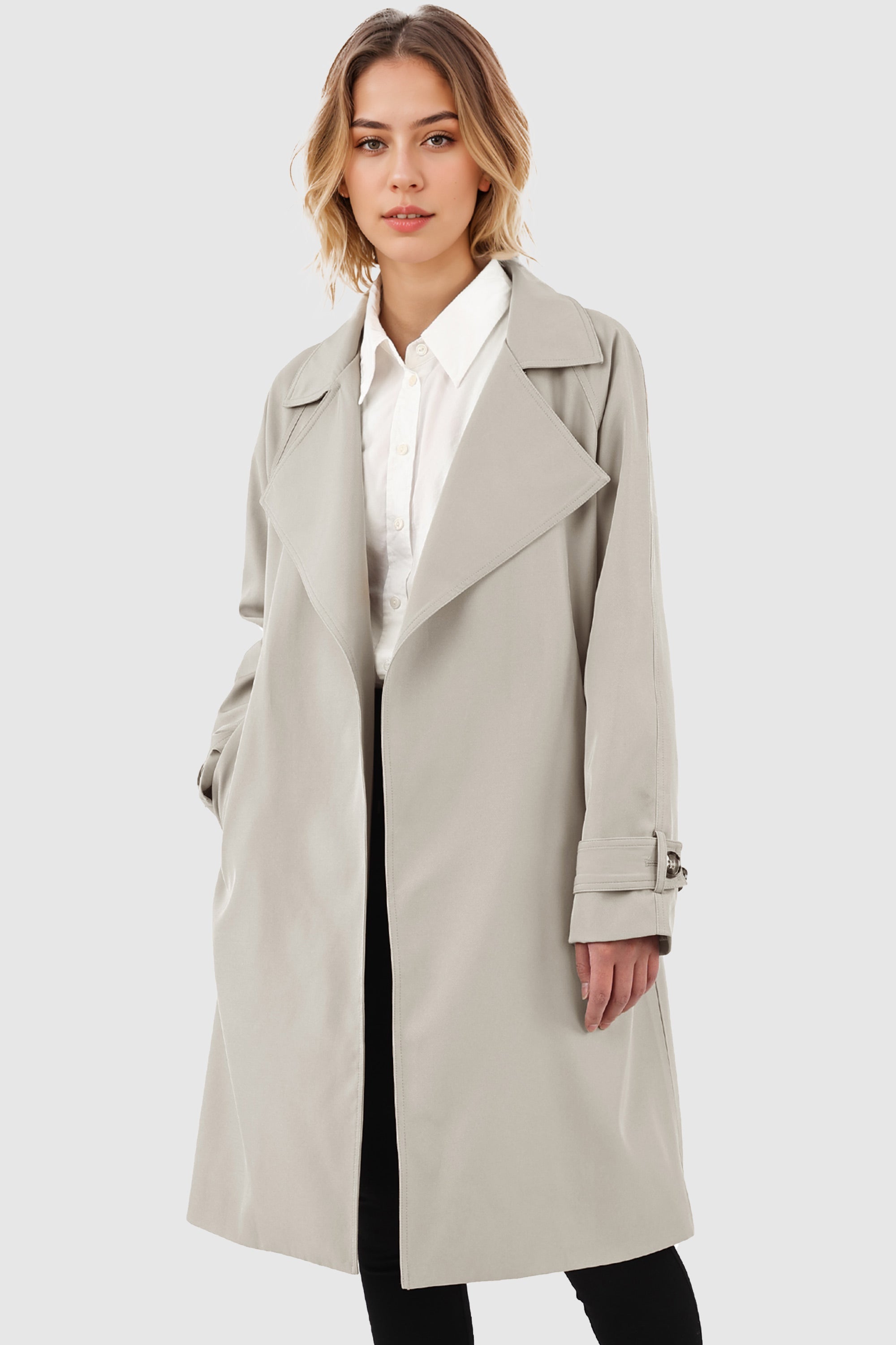 Orolay-Casual Belted Lapel Trench-#color_Oat Milk