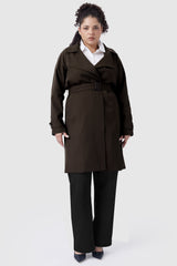 Orolay-Casual Belted Lapel Trench-#color_Fudge