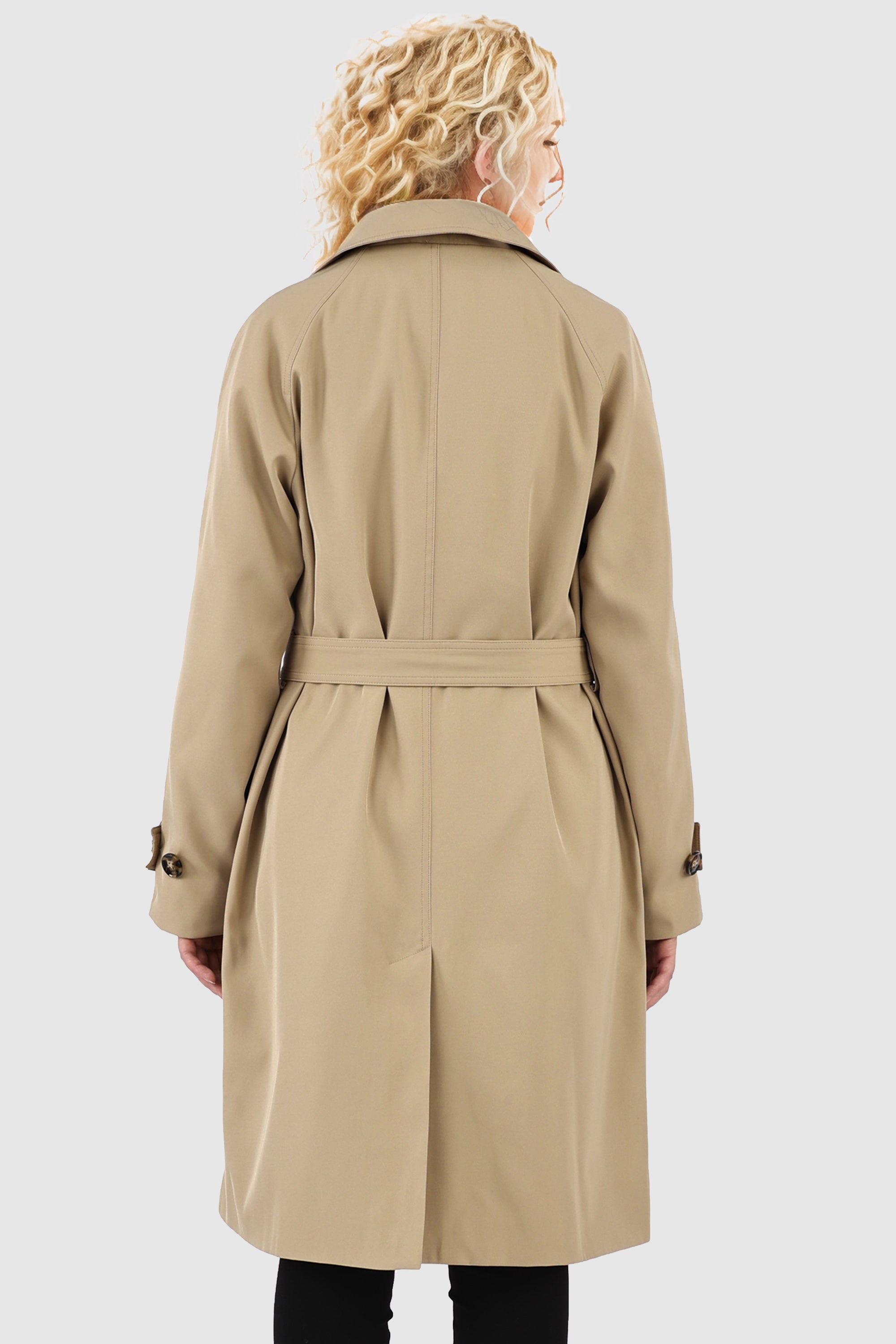 Orolay-Casual Belted Lapel Trench-#color_Khaki