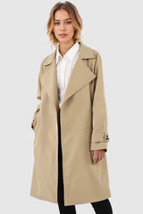 Orolay-Casual Belted Lapel Trench-#color_Khaki