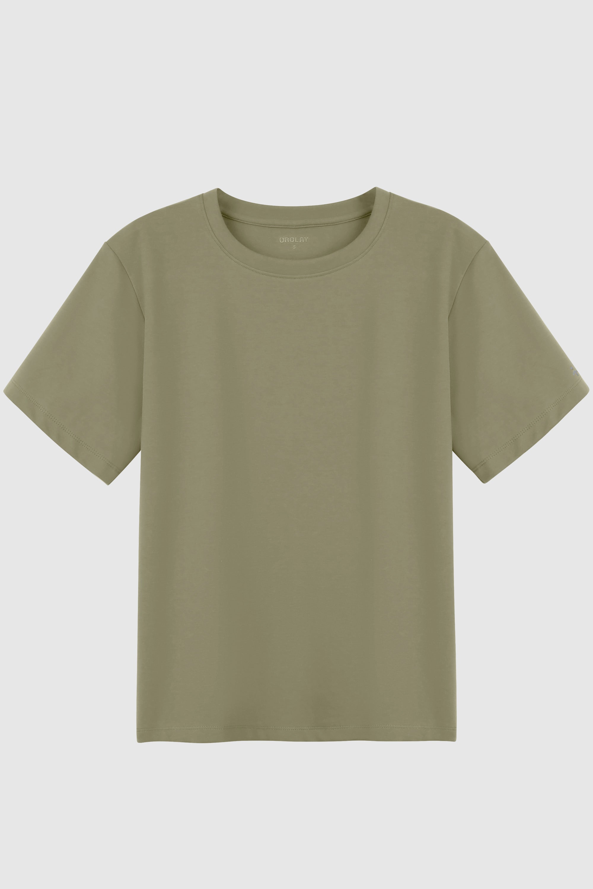 Orolay-Casual Crewneck T-Shirt-#color_Peat Moss