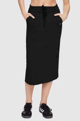 Orolay-Casual High Waisted Midi Skirt-Image 2 of Casual High Waisted Midi Skirt - #color_black