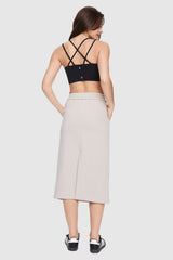 Orolay-Casual High Waisted Midi Skirt-Image 4 of Casual High Waisted Midi Skirt - #color_Beige