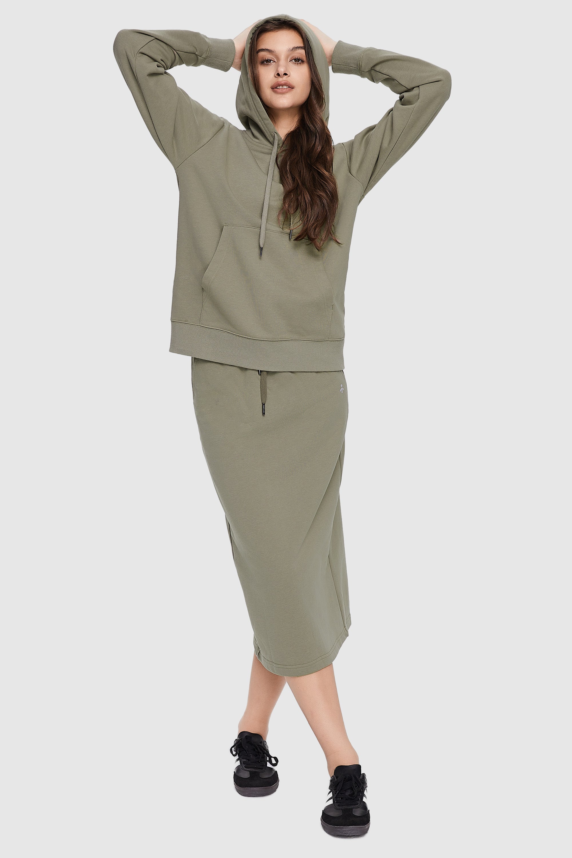 Orolay-Casual Hooded Sweatshirt-Image 1 of Casual Hooded Sweatshirt from Orolay - #color_Sage Green