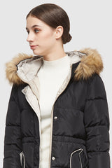 Orolay-Casual Long Hooded Down Coat-#color_Black