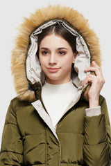 Orolay-Casual Long Hooded Down Coat-#color_Fir Green