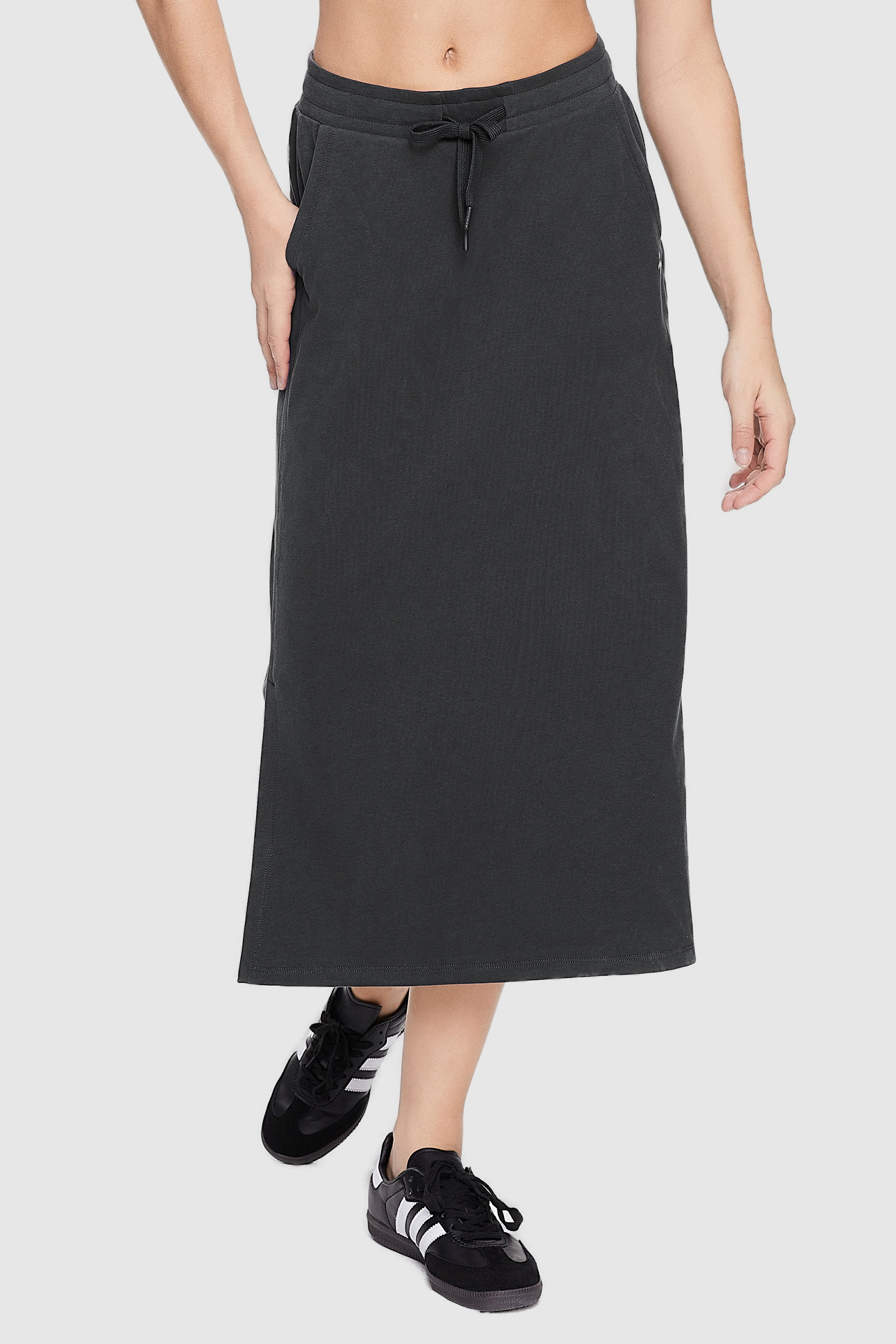 Orolay-Casual Midi Skirt-Image 1 of Causal High Waist Long Skirt - #color_Odyssey Gray