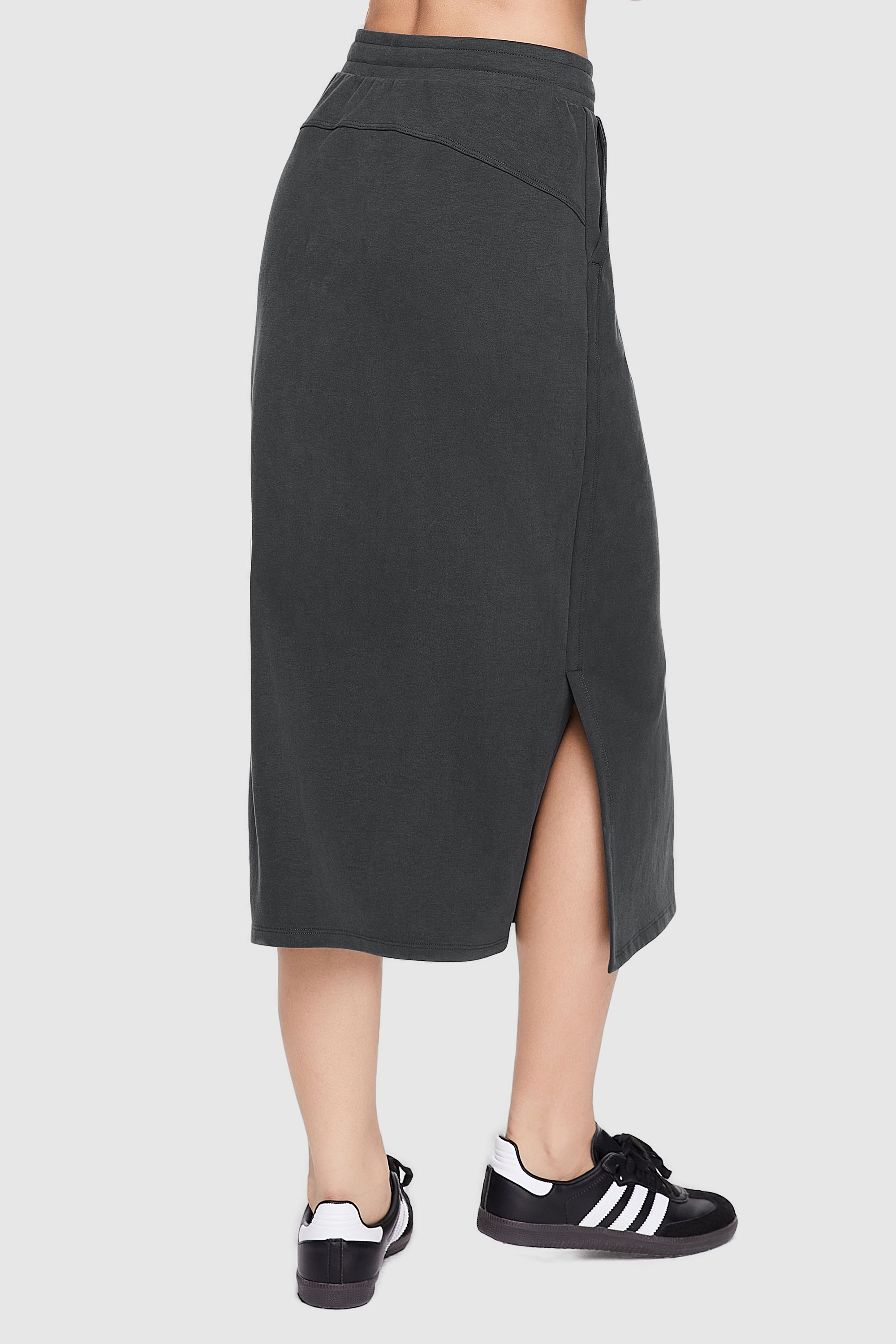 Orolay-Casual Midi Skirt-Image 4 of Causal High Waist Long Skirt - #color_Odyssey Gray