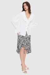 Orolay-Chiffon Midi Skirt-#color_Inkwash Black and White