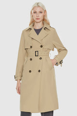 Orolay-Classic Double-Breasted Lapel Trench-#color_Sand