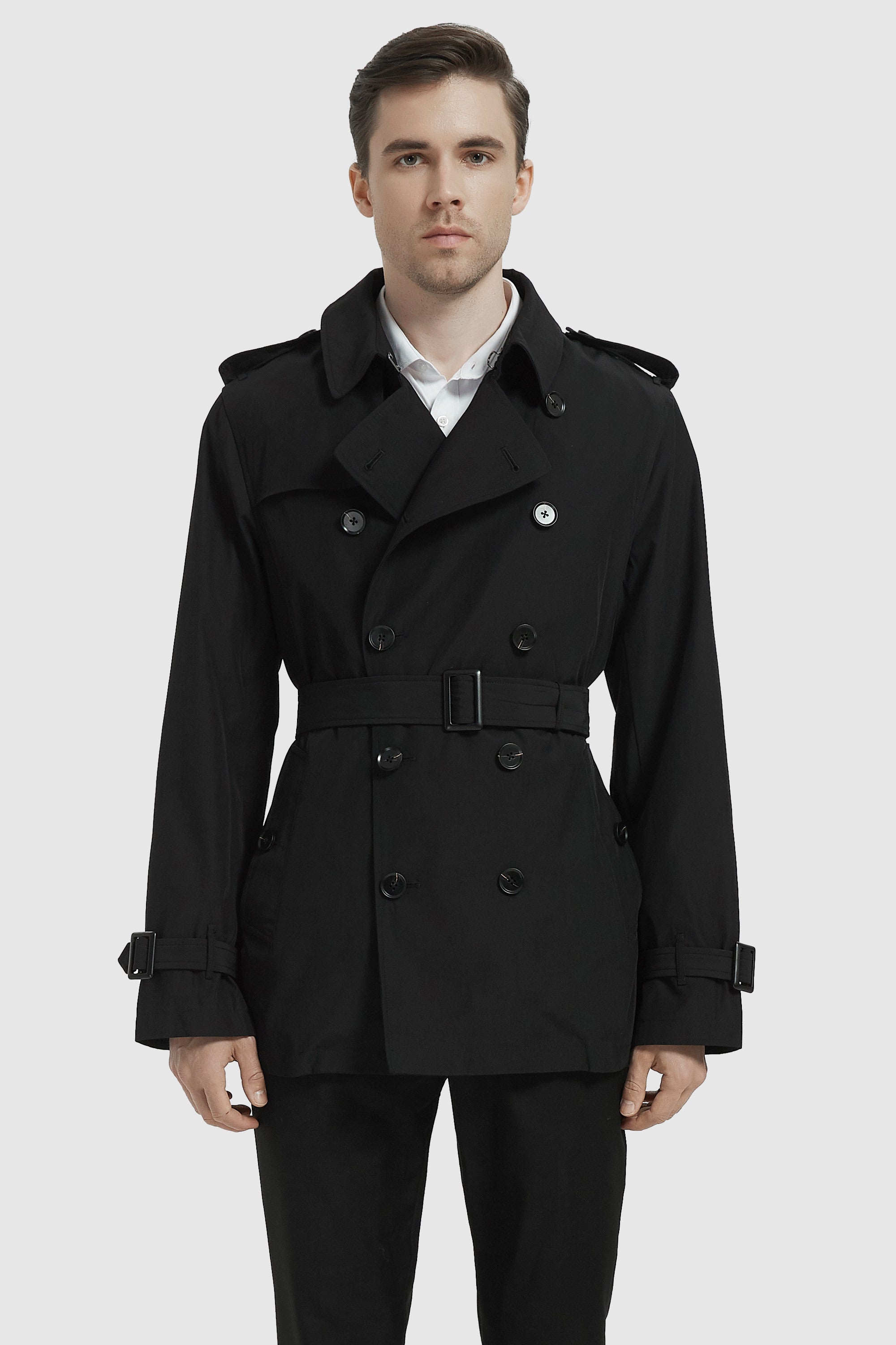 Orolay-Classic Double-Breasted Overcoat-#color_Black