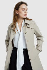 Orolay-Classic Windproof Belted Trench-#color_Silver Birch