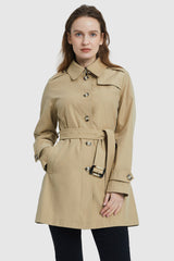 Orolay-Classic Windproof Belted Trench-#color_Frosted Almond