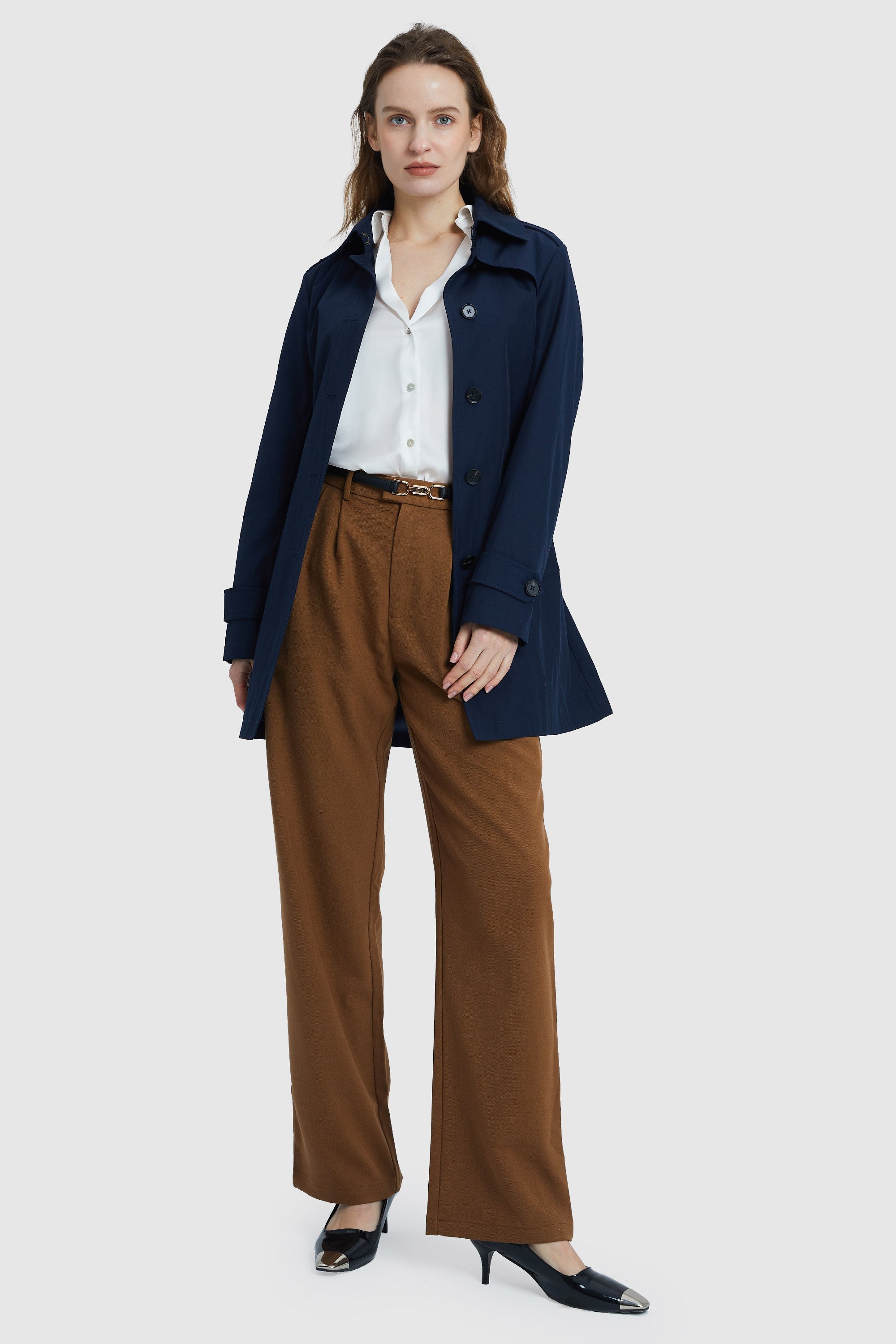 Orolay-Classic Windproof Belted Trench-#color_Night Sky