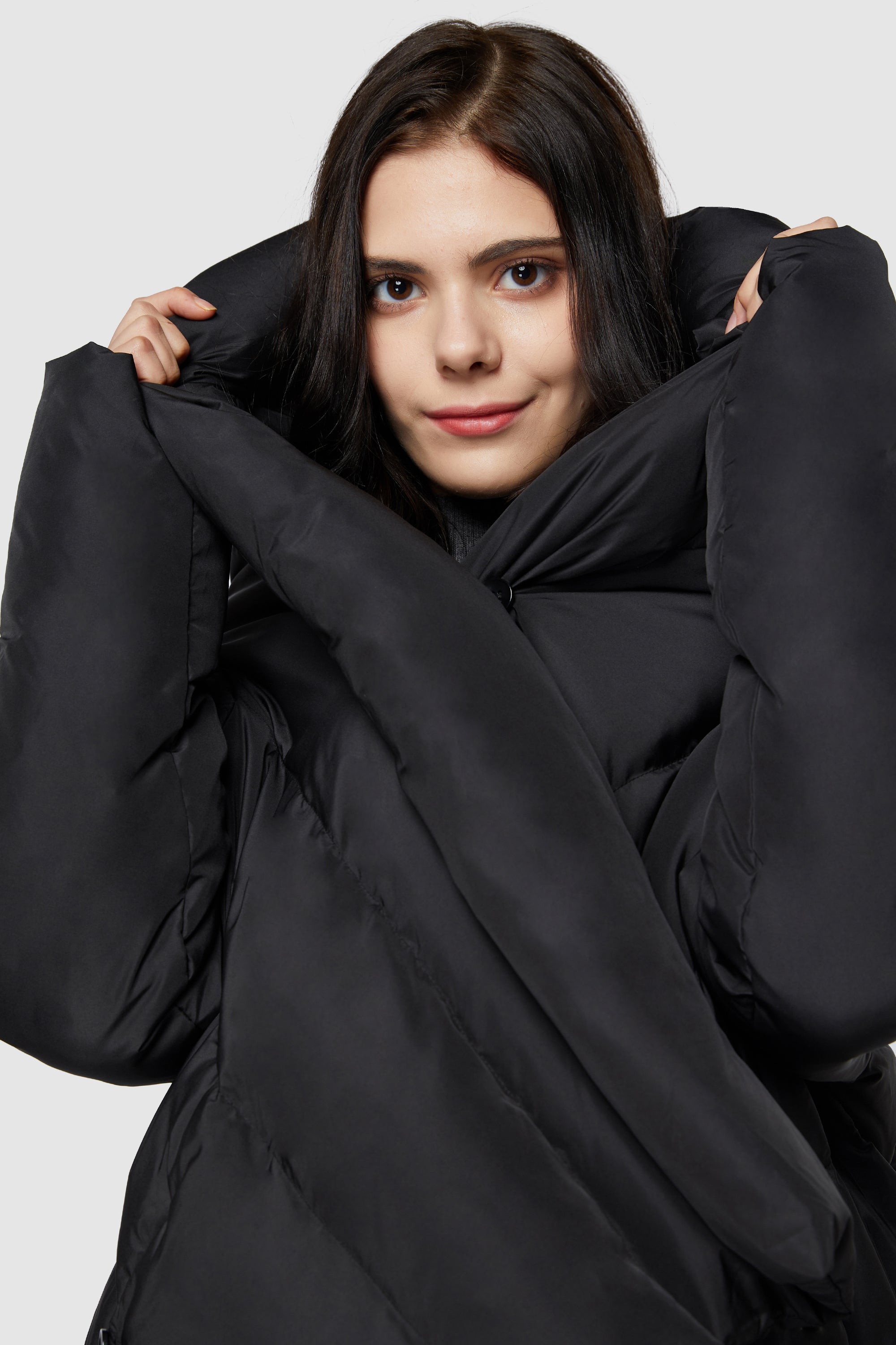 Orolay-Cloak Puffer Down Coat-#color_Black