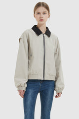 Orolay-Collared Bomber Jacket-#color_Moonstruck