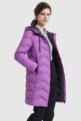 Orolay-Contrast Color Hooded Down Coat-#color_First Bloom