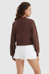 Orolay-Crewneck Drop Shoulder Cropped Sweatshirt-#color_Nuthatch