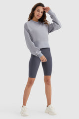 Orolay-Crewneck Drop Shoulder Cropped Sweatshirt-#color_Gull Gray