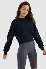 Orolay-Crewneck Drop Shoulder Cropped Sweatshirt-#color_Night Sky