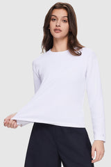 Orolay-Crewneck Long Sleeve Shirt-Image 3 of Crew Neck Long Sleeve Shirt from Orolay - #color_White