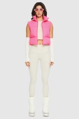 Orolay-Cropped Puffer Down Vest-#color_Pink Cosmos