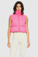 Orolay-Cropped Puffer Down Vest-#color_Pink Cosmos