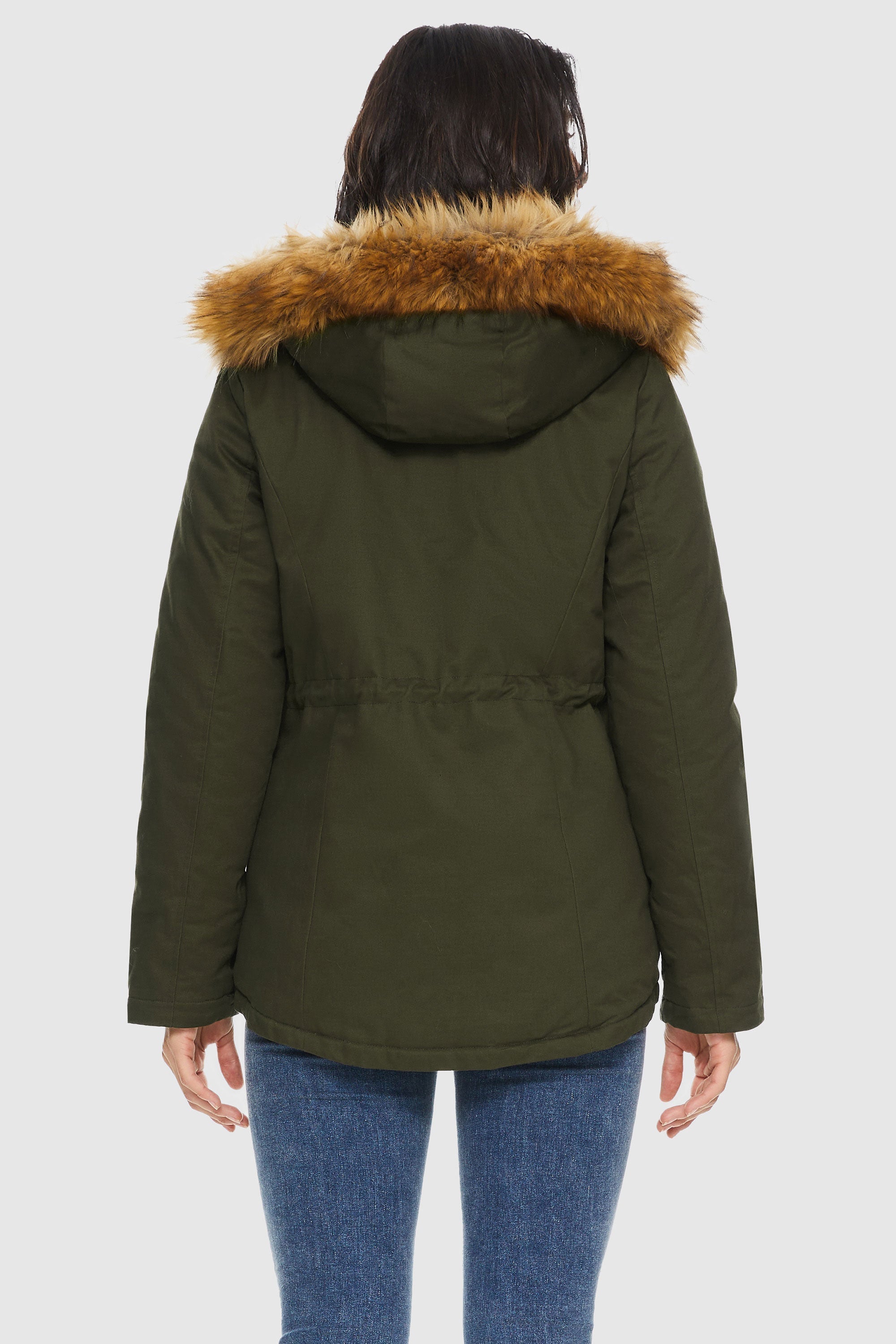 Orolay-Detachable Faux Fur Winter Parka Jacket-#color_Chive