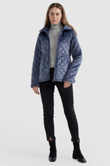 Orolay-Diamond Quilted Drawstring Waist Winter Coat-#color_True Blue