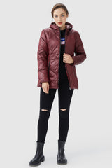 Orolay-Diamond Quilted Jacket with Hood-#color_Syrah