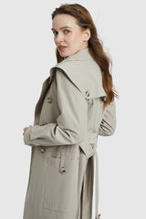 Orolay-Double-Breasted Belted Lapel Trench-#color_Moonstruck