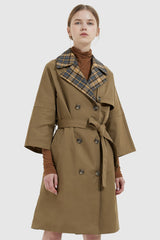 Orolay-Double-Breasted Lapel Trench-#color_Bronze Brown