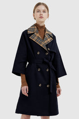 Orolay-Double-Breasted Lapel Trench-#color_Night Sky