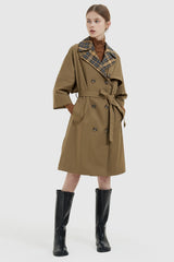 Orolay-Double-Breasted Lapel Trench-#color_Bronze Brown