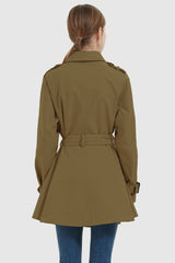 Orolay-Double-Breasted Short Belted Trench-#color_Breen