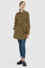 Orolay-Double-Breasted Short Belted Trench-#color_Breen