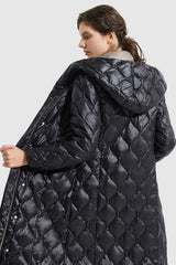 Orolay-Double Layer Removable Hood Down Coat-#color_Black