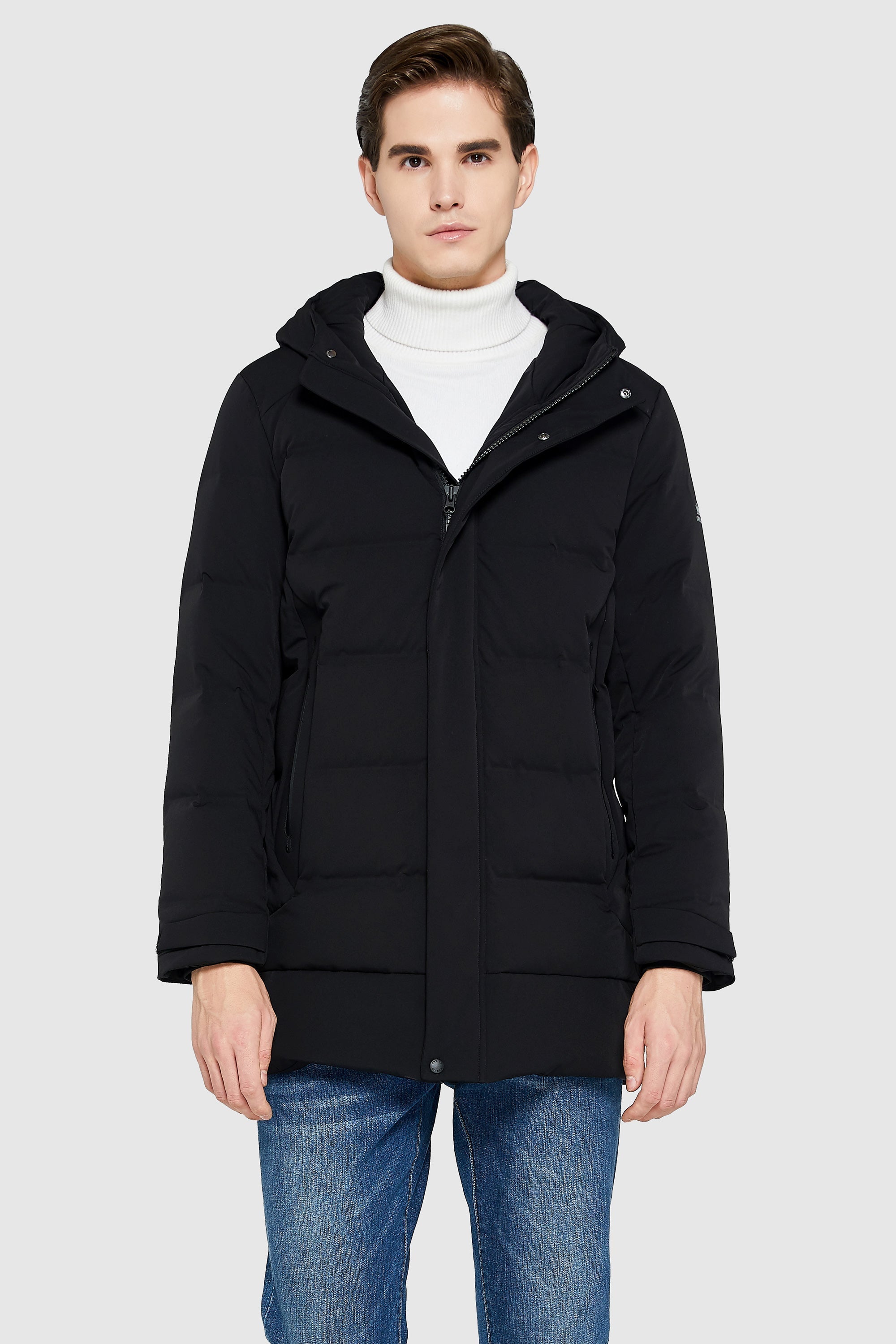 Orolay-Double Snap Thickened Down Jacket-#color_Black